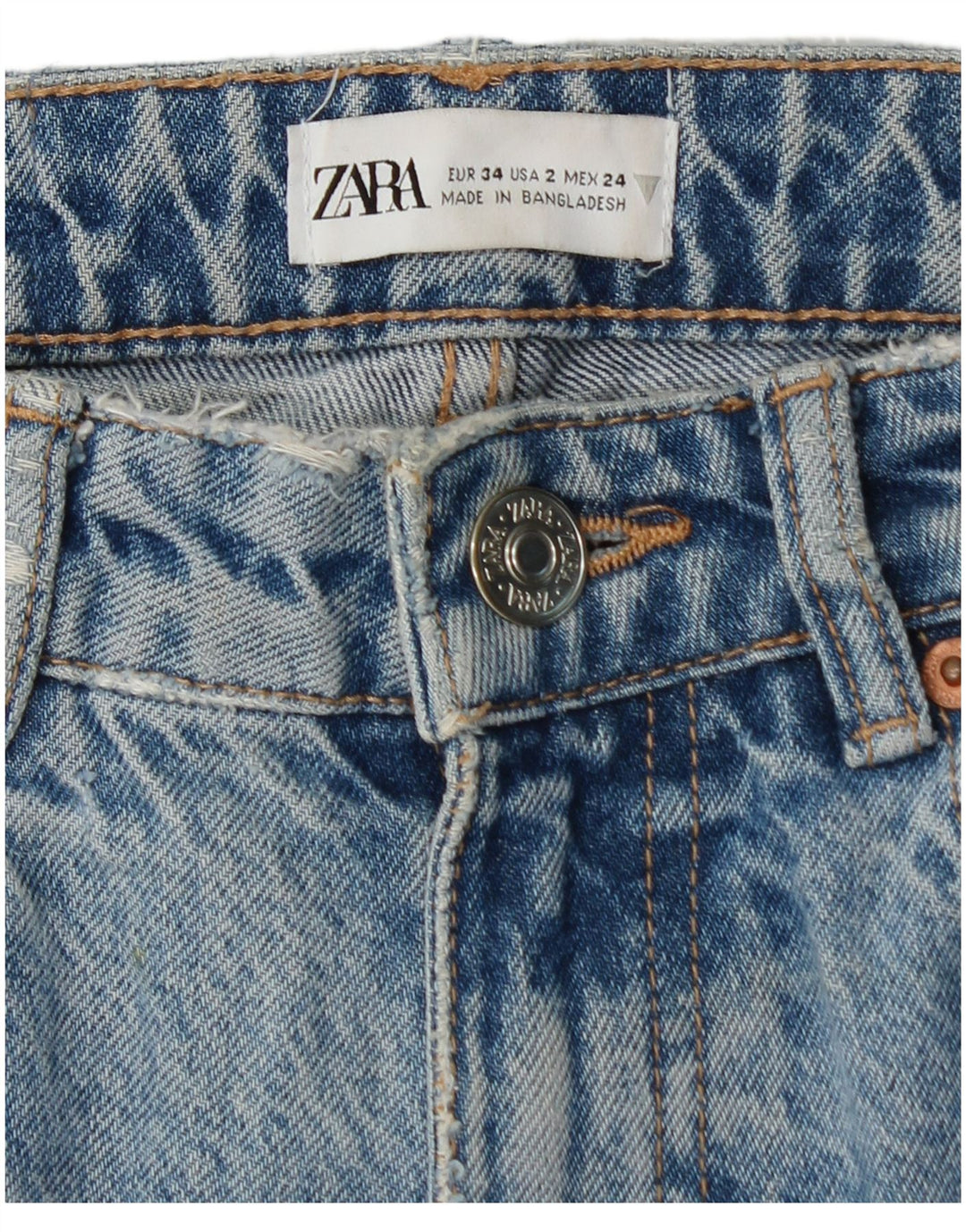 ZARA Vaqueros Cónicos Mujer EU 34 2XS W24 L26 Algodón Azul