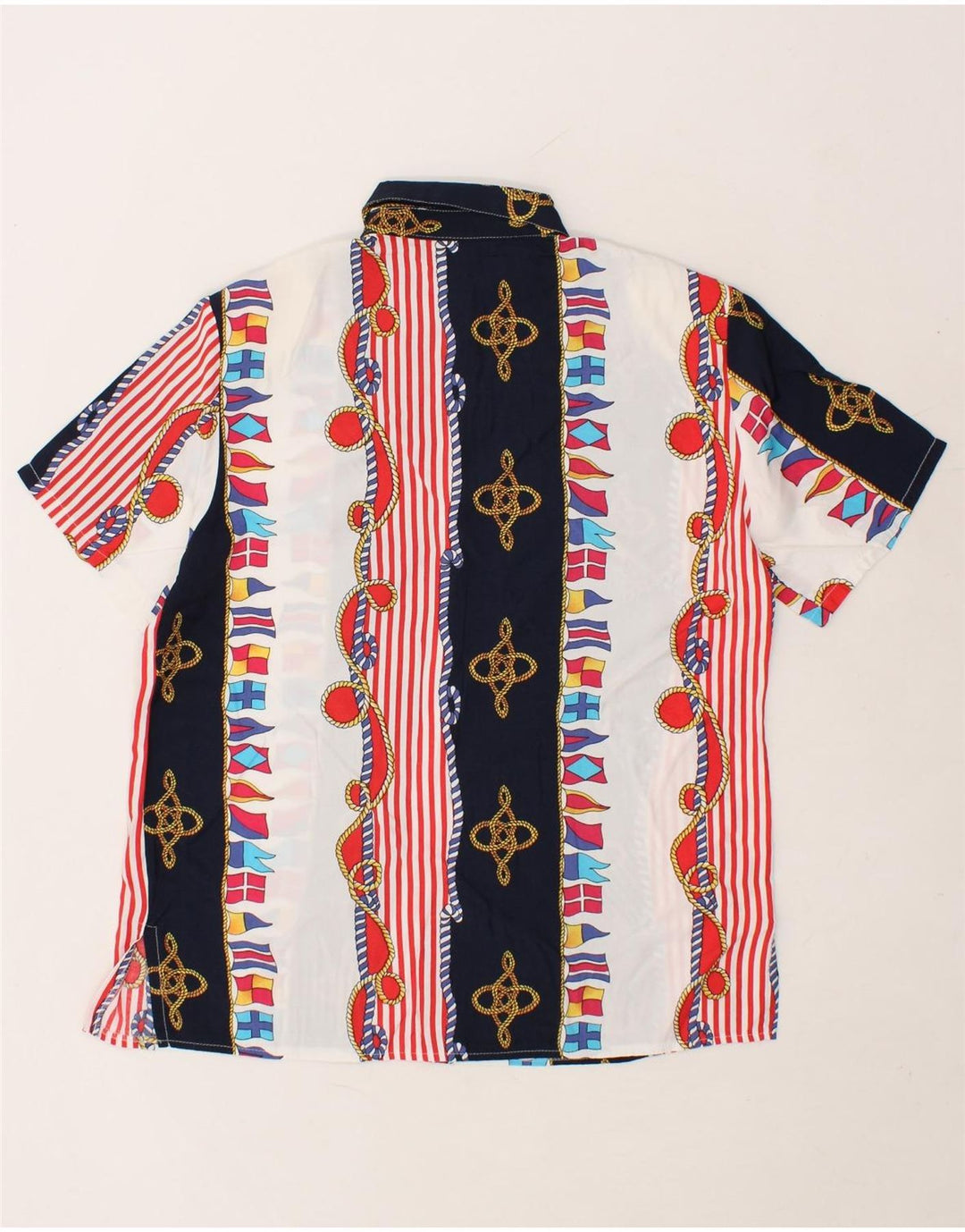 VINTAGE Womens Short Sleeve Shirt IT 42 Medium Multicoloured Striped Vintage Vintage and Second-Hand Vintage from Messina Hembry 