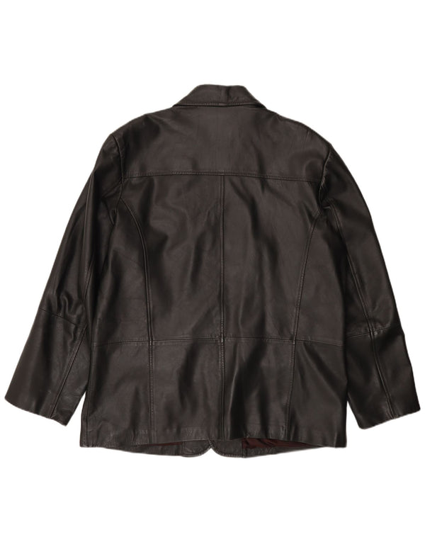 CAPELLE Chaqueta tipo blazer de cuero con 4 botones para hombre UK 44 2XL Cuero negro