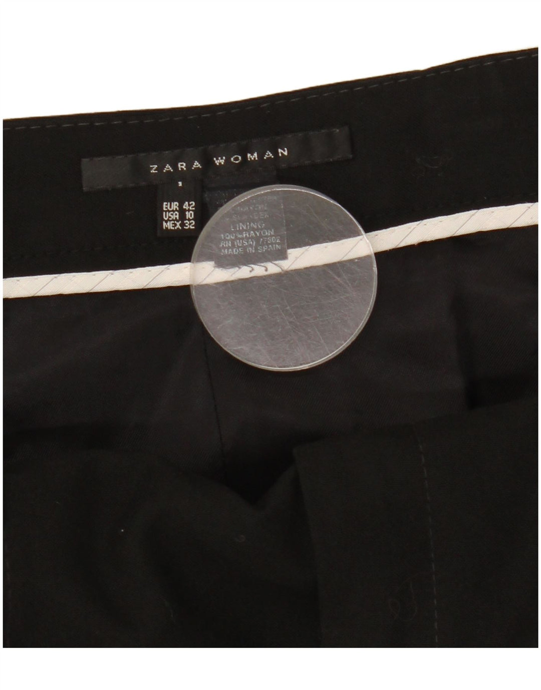 Zara Falda Acampanada para Mujer EU 42 Grande W32 Rayón Negro