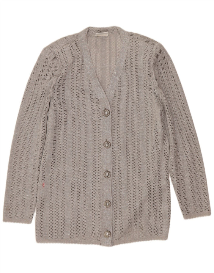 LIOLA Suéter tipo cárdigan para mujer UK 12 Viscosa moteada gris medio