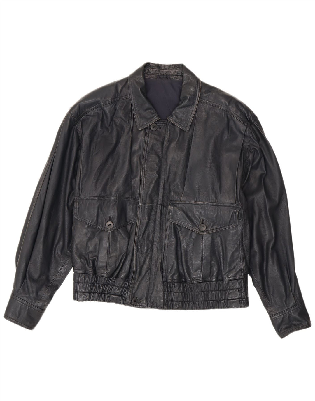 La Matta Chaqueta Bomber de Cuero para Hombre UK 38 Medium Azul Marino Cuero