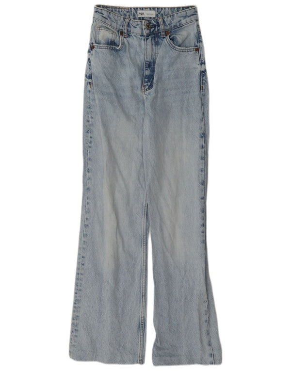 Zara Vaqueros de pierna ancha y cintura alta para mujer EU 32 2XS W22 L30 Algodón azul