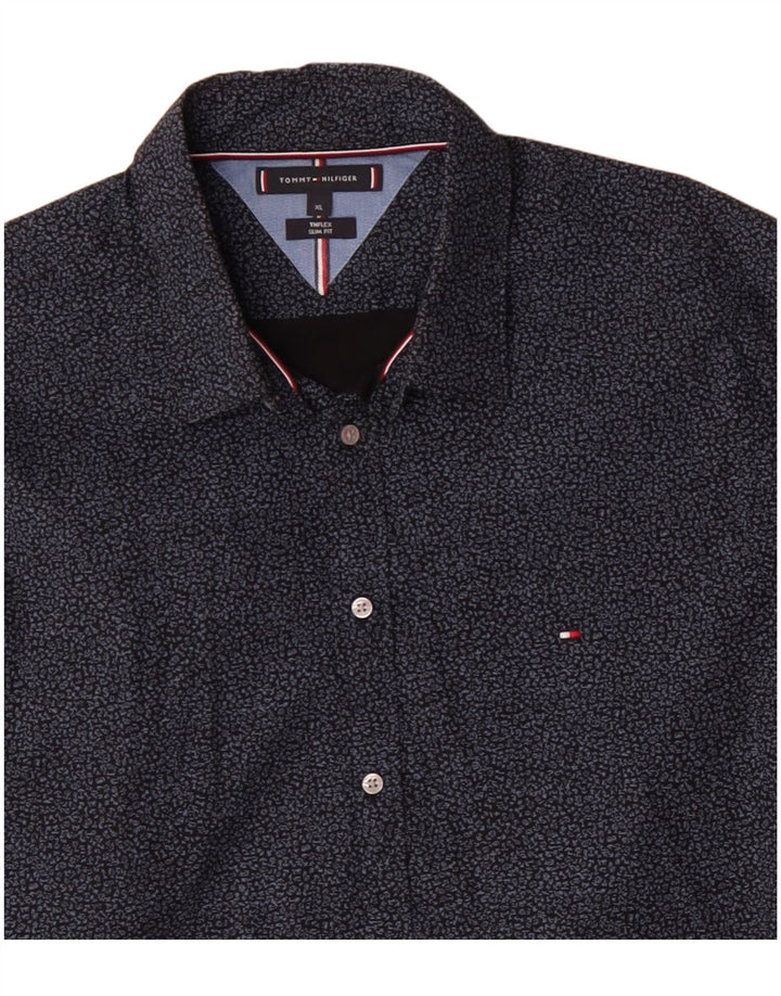 TOMMY HILFIGER Camisa slim fit para hombre XL Algodón con lunares azul marino