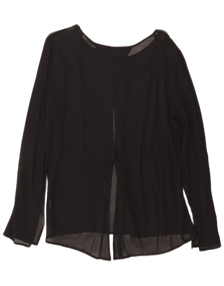 Zara Mujer Blusa De Manga Larga Top UK 44 Large Negro