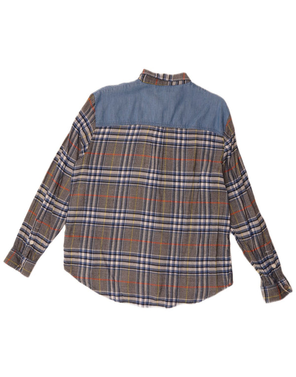 Camisa de franela para mujer Lee UK 46 Large Grey Plaid Viscose