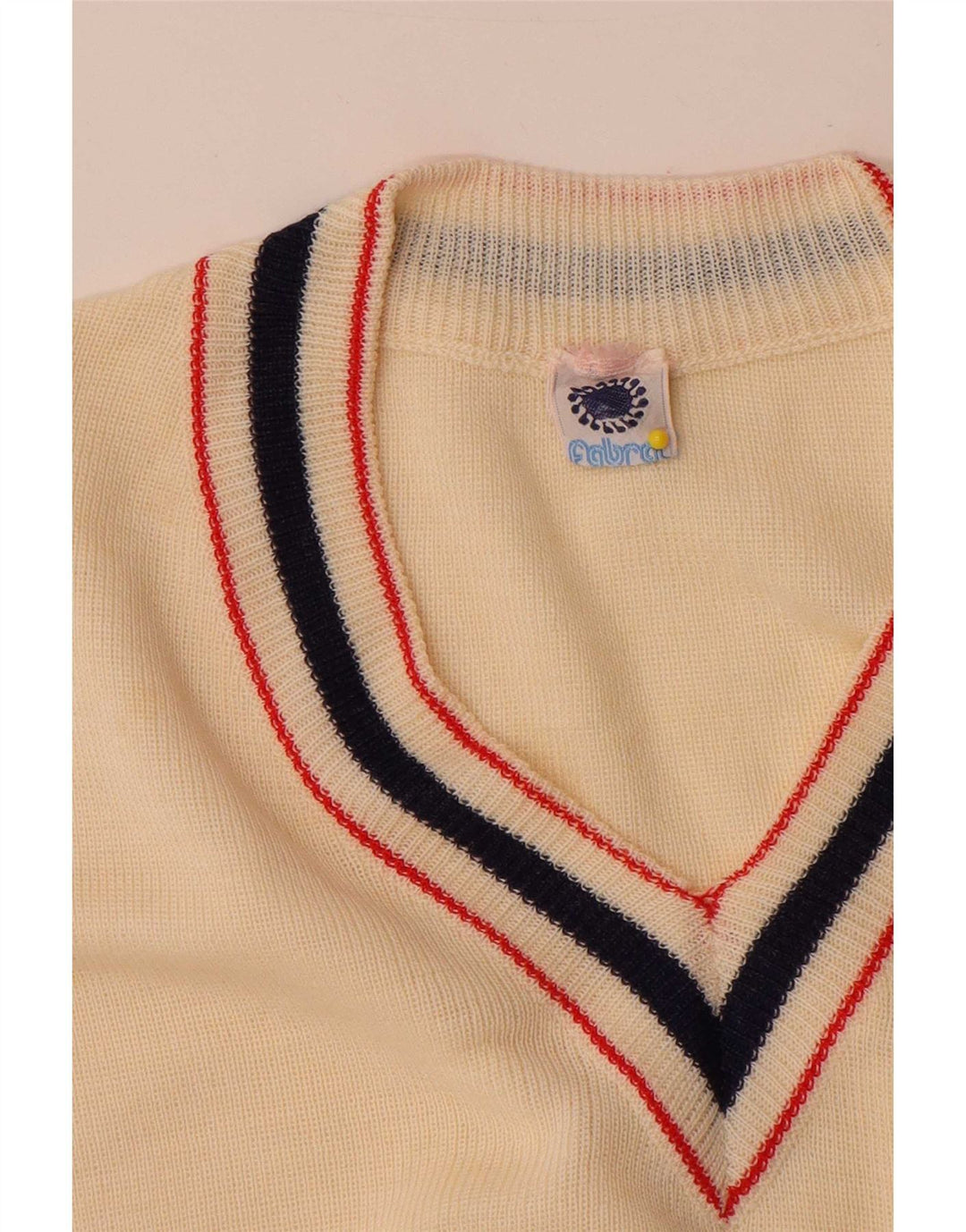 Vintage hombres chaleco tanque top pequeño beige acrílico