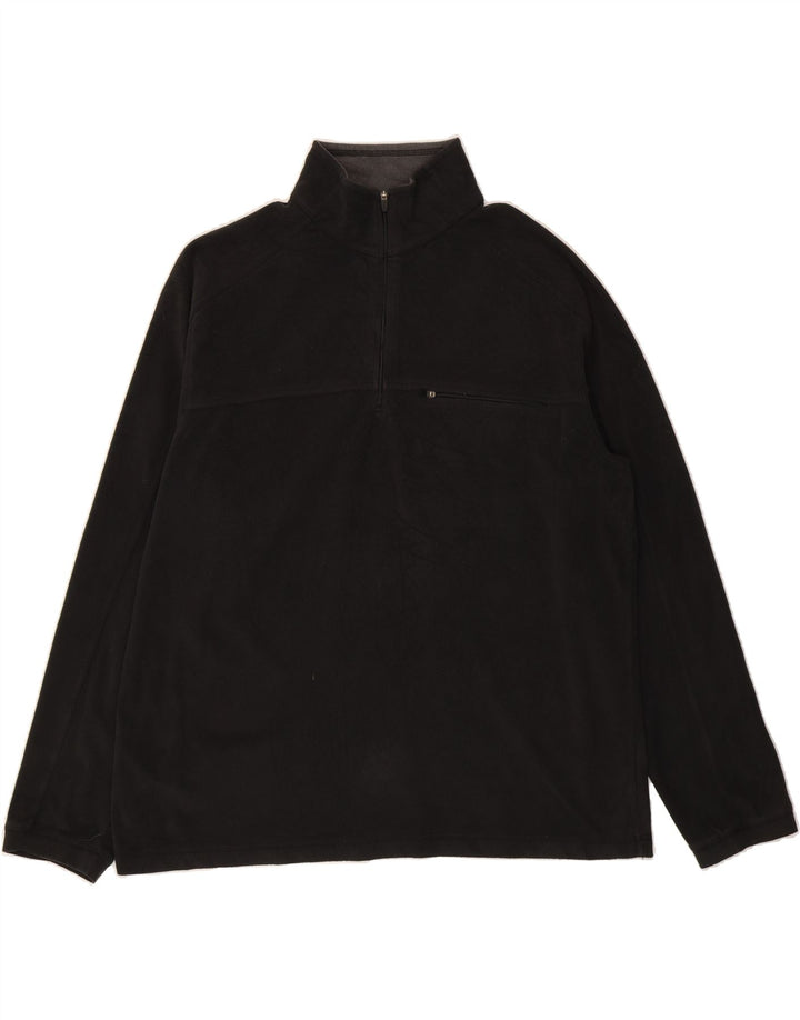 L.L.BEAN Mens Zip Neck Fleece Jumper Large Black Polyester Vintage L.L.Bean and Second-Hand L.L.Bean from Messina Hembry 
