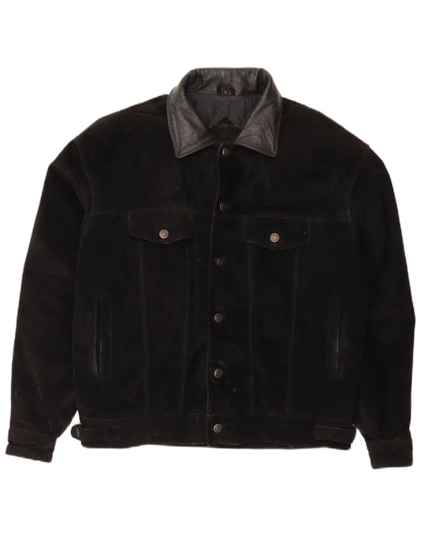 U.S. Posse Skins Mens Suede Jacket UK 40 Large Black Leather