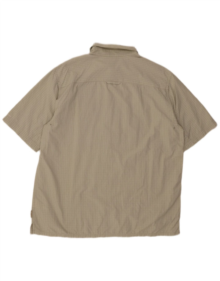 Camisa COLUMBIA Hombre Titanio Manga Corta XL Nylon Cuadros Verdes