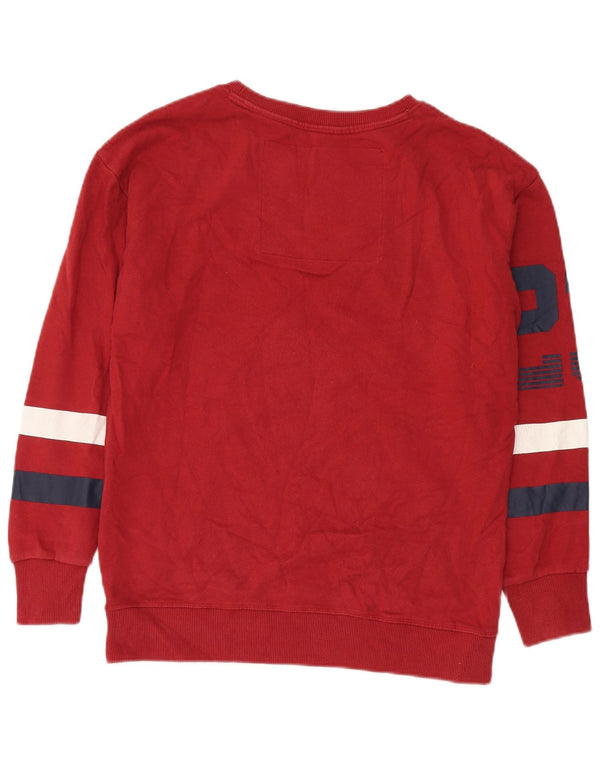 Superdry Hombre Sudadera Gráfica Jumper Small Rojo Colorblock Algodón