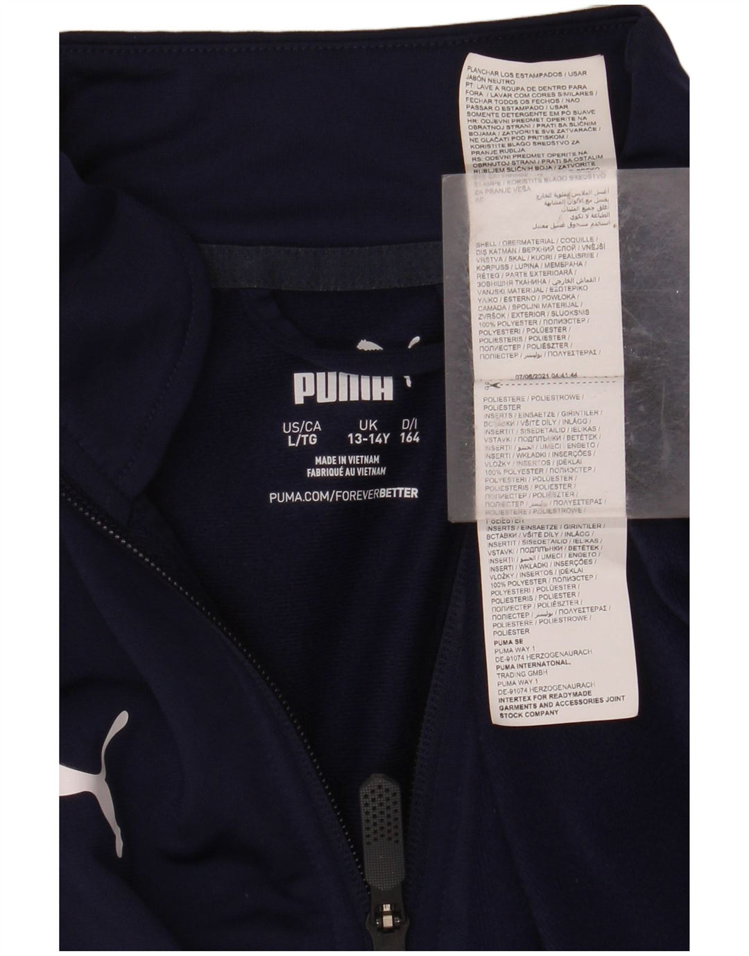 PUMA Camiseta de niño con cremallera y cuello manga larga 13-14 años Azul marino Poliéster