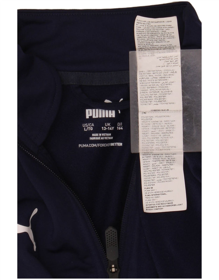 PUMA Camiseta de niño con cremallera y cuello manga larga 13-14 años Azul marino Poliéster