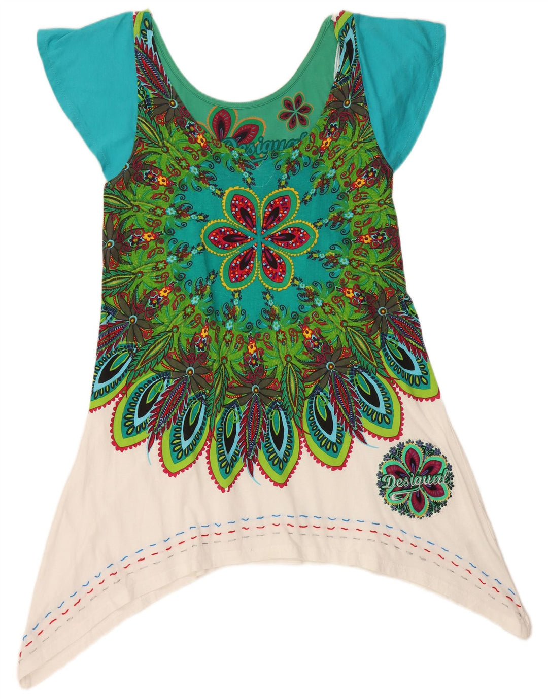 DESIGUAL Top tipo túnica asimétrico gráfico para mujer UK 40 XL Multicolor Floral