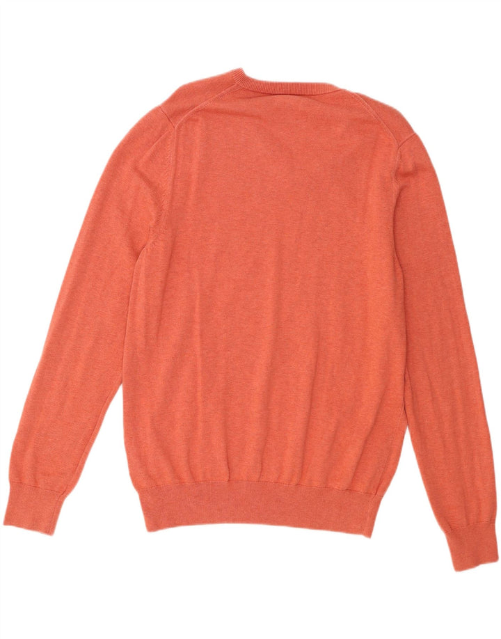 Marks & Spencer Jersey con cuello en V para hombre, talla grande, algodón naranja