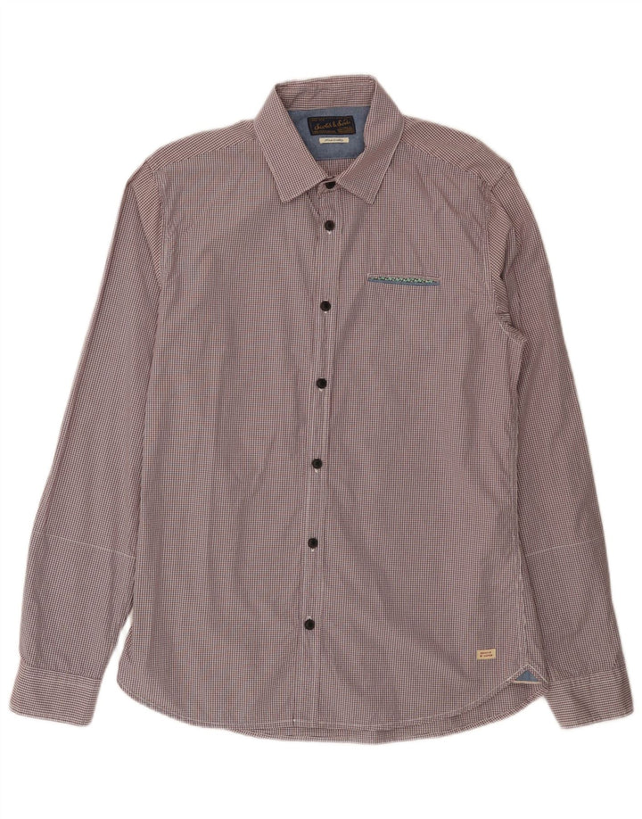 SCOTCH & SODA Camisa Hombre Grande Granate Cuadros Algodón