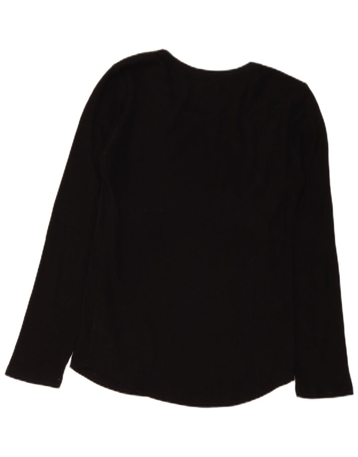 Gap Mujer Top Manga Larga UK 42 Mediano Algodón Negro