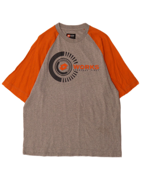 Lotto Hombre Camiseta Gráfica Top Grande Gris Colorblock