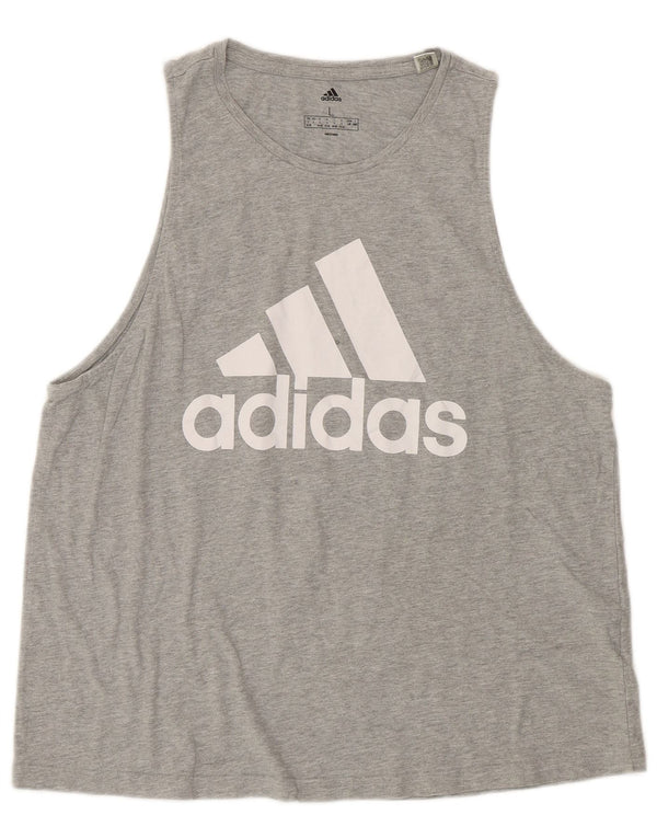 Adidas Mujer Graphic Vest Top UK 16/18 Grande Gris Algodón Deportes