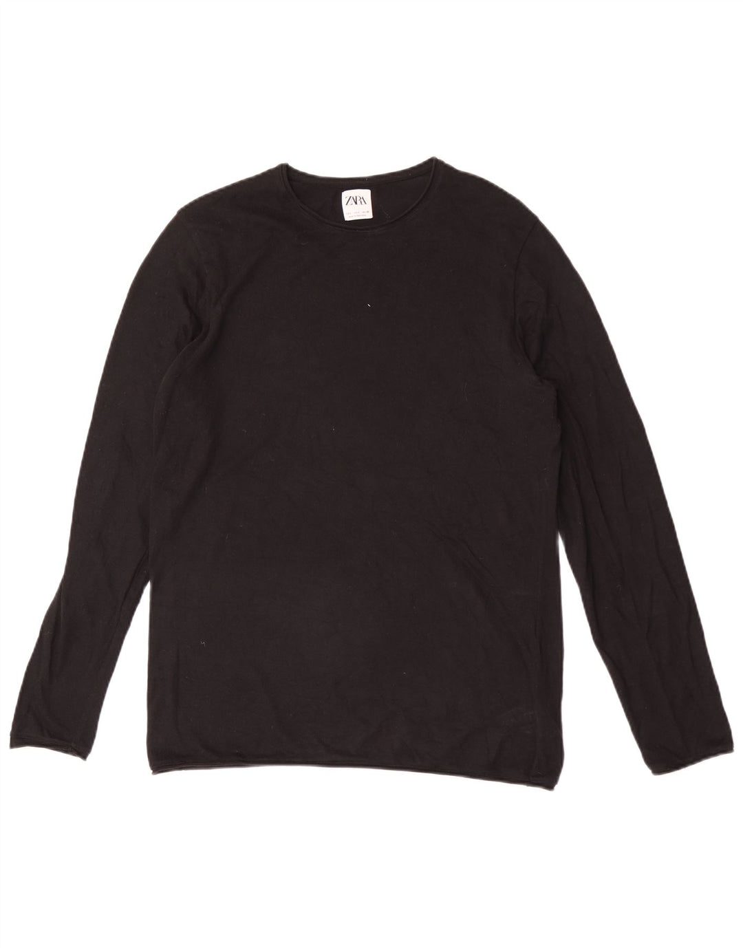 Zara Hombre Top Manga Larga Grande Algodón Negro