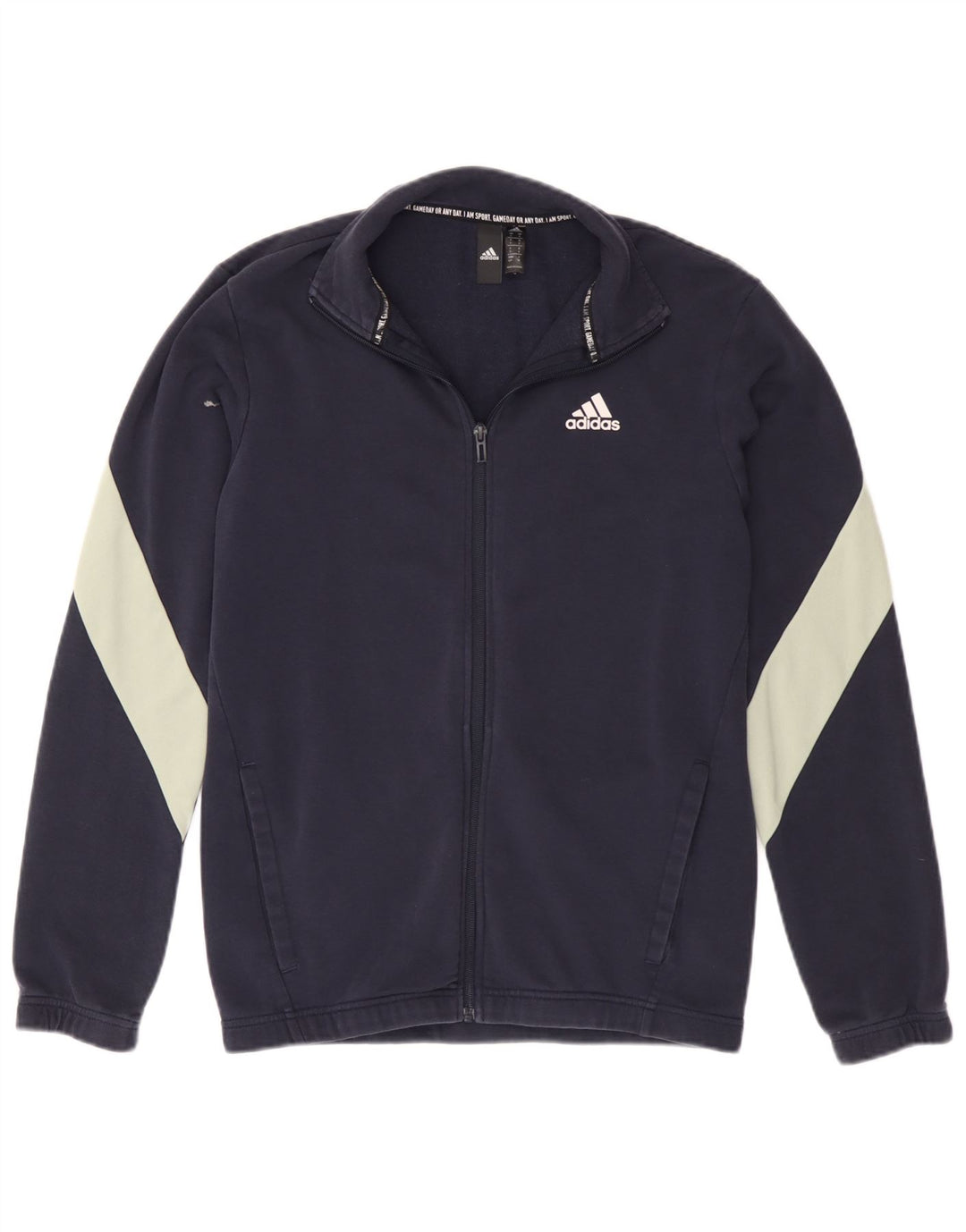 Adidas Hombre Chándal Top Chaqueta Pequeña Azul Marino Colorblock Algodón