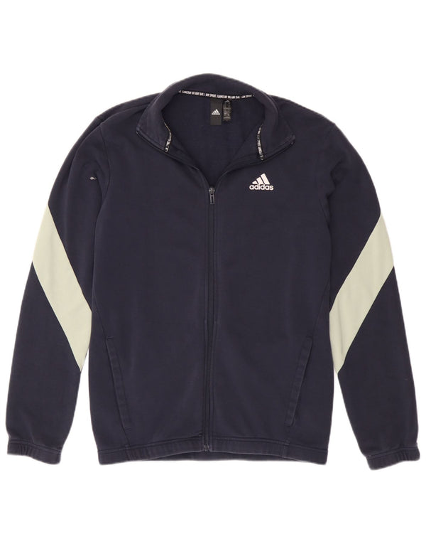 Adidas Hombre Chándal Top Chaqueta Pequeña Azul Marino Colorblock Algodón