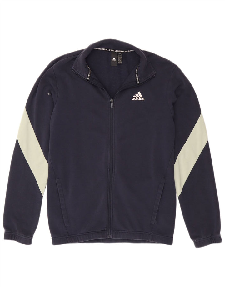 Adidas Hombre Chándal Top Chaqueta Pequeña Azul Marino Colorblock Algodón