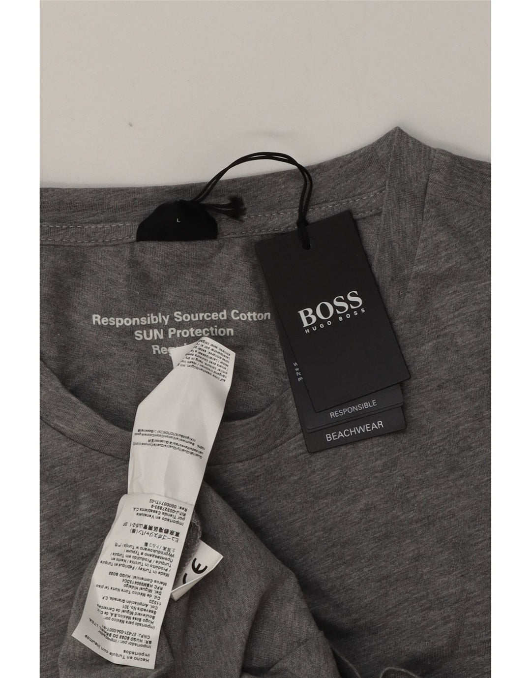 Hugo Boss - Camiseta gráfica para hombre, talla grande, algodón gris