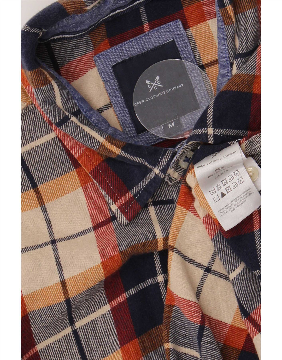 Crew Clothing Camisa de franela para hombre Algodón a cuadros azul marino mediano