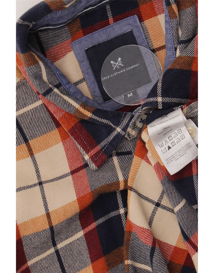 Crew Clothing Camisa de franela para hombre Algodón a cuadros azul marino mediano