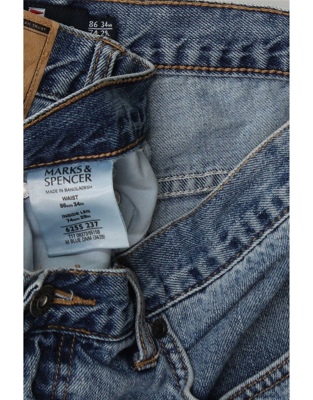 Marks & Spencer Vaqueros rectos azules Harbor para hombre W34 L29 Algodón azul