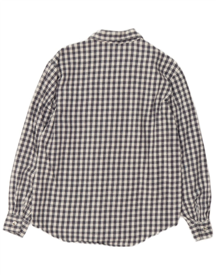 Vintage mujer oso de peluche camisa de franela de gran tamaño Reino Unido 10 pequeño gris Gingham