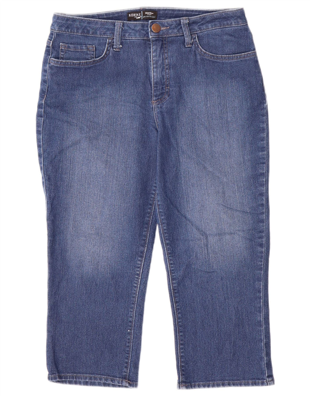 Lee Womens Riders Mid Rise Capri Jeans US 10 Grande W32 L21 Algodón Azul