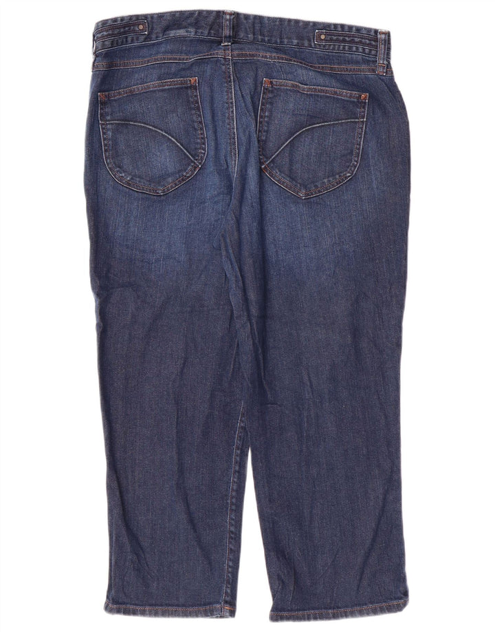 EDDIE BAUER Vaqueros Capri altos para mujer US 12 Grande W34 L23 Azul marino Algodón