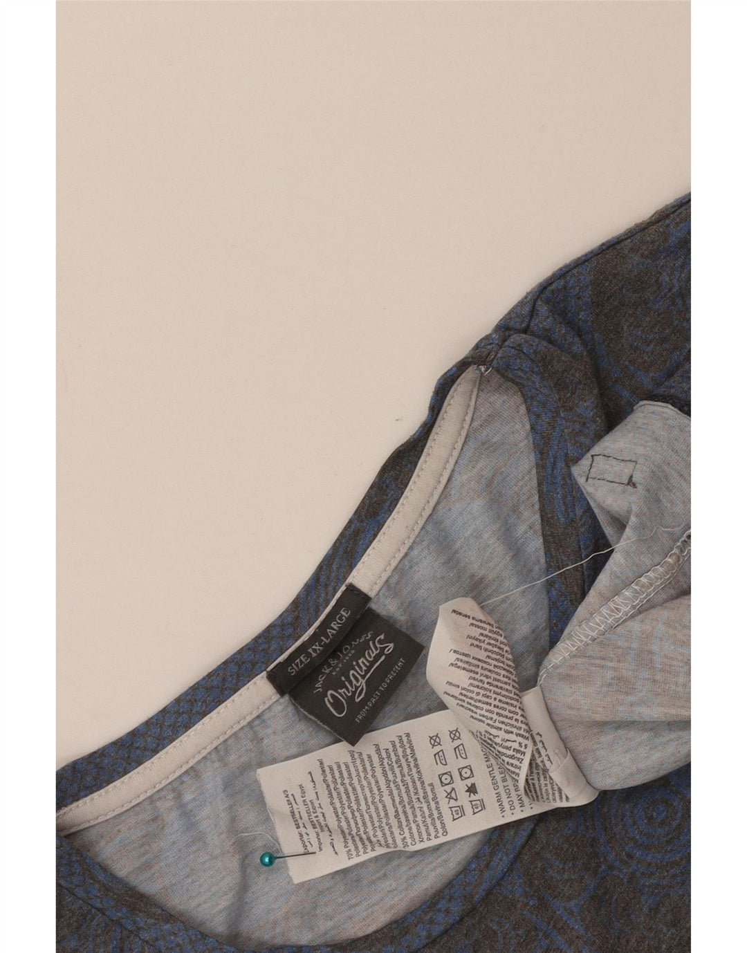 Jack & Jones Camiseta gráfica para hombre Top 2XL Poliéster geométrico azul