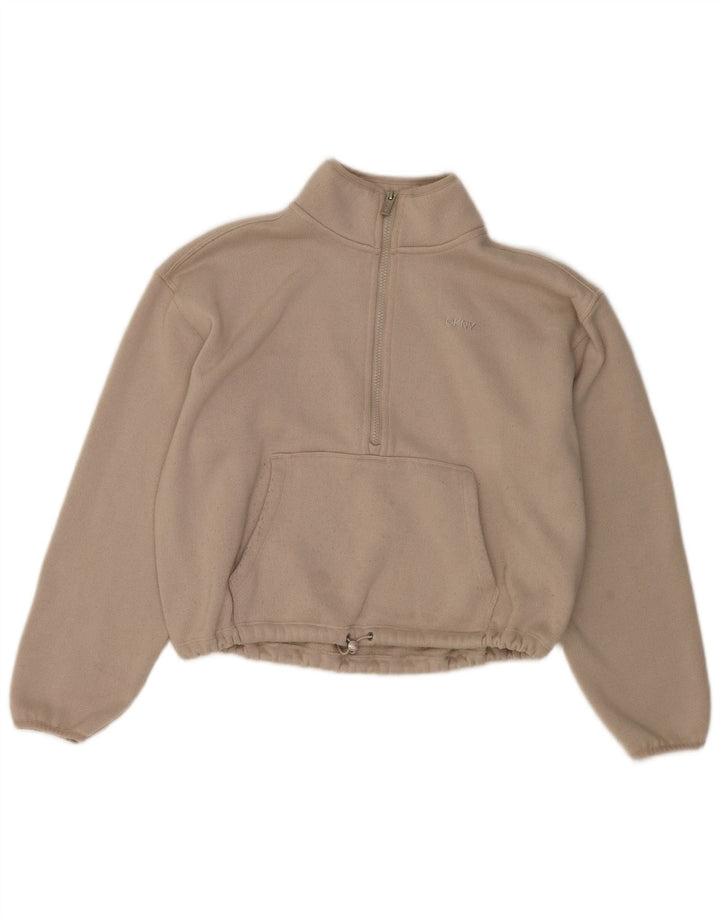 Dkny - Sudadera extragrande con cuello y cremallera para mujer, talla XL, color blanco