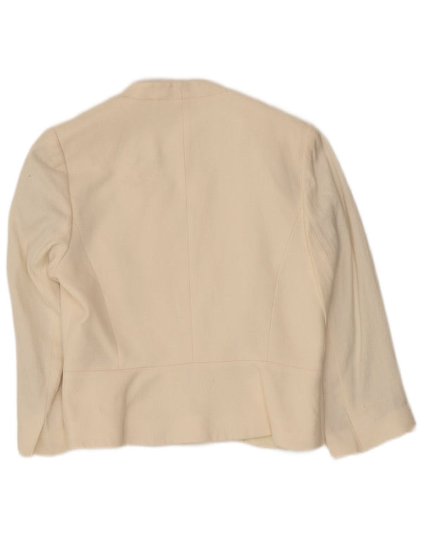 L.K. Bennett Chaqueta Blazer de Manga 3/4 para Mujer UK 12 Medium Beige Linen