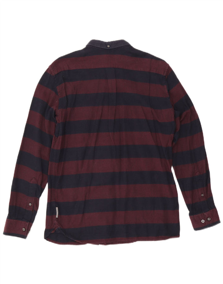 Camisa de franela de algodón a rayas en color burdeos medio para hombre de French Connection