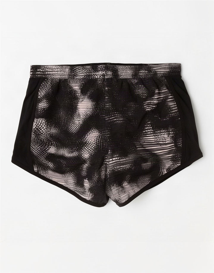 Under Armour Pantalones cortos deportivos con estampado abstracto para mujer, talla 10, color negro