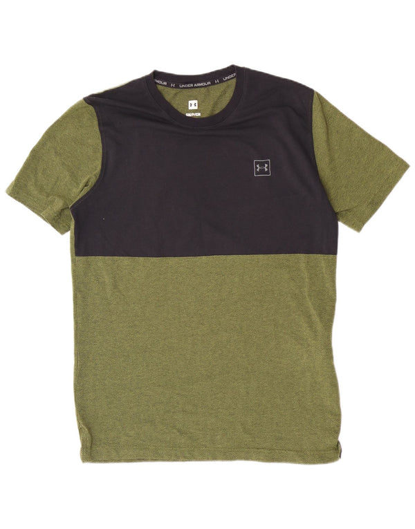 Under Armour Hombre Camiseta Top Small/Medium Verde Colorblock Algodón Deportes