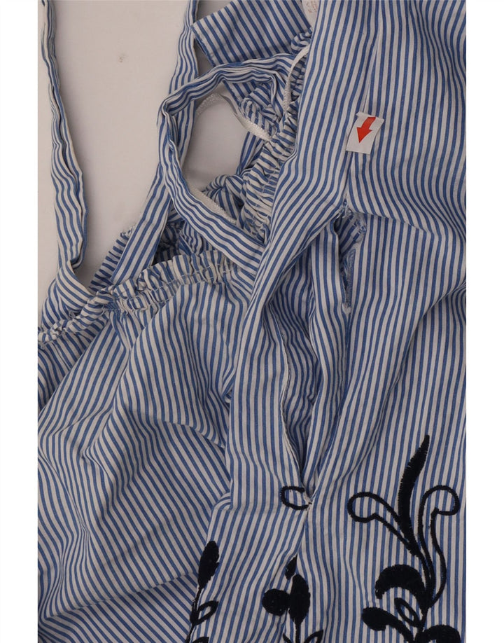 Zara Blusa extragrande con hombros descubiertos para mujer UK 44 Azul medio a rayas