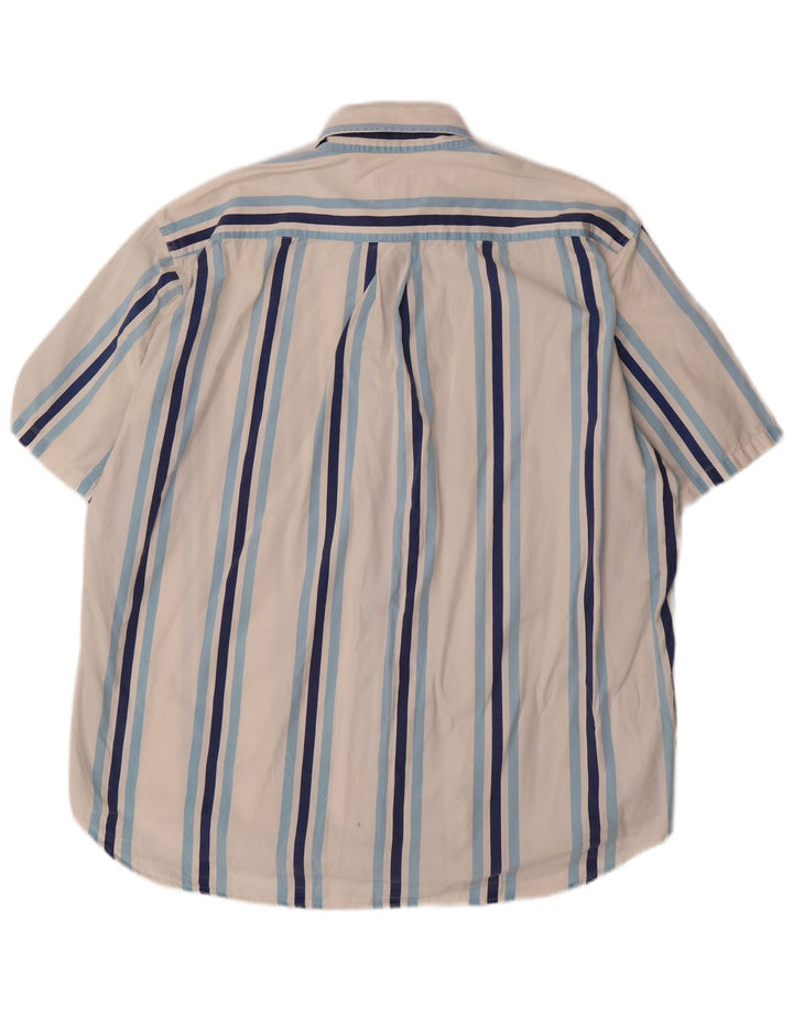 GOOSE & GANDER Camisa de manga corta para hombre IT 50 Medium Blanco Algodón a rayas