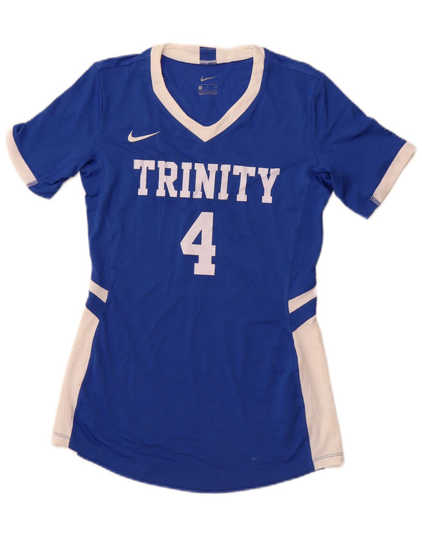 NIKE Camiseta gráfica para mujer UK 10 Small Blue Colourblock Poliéster