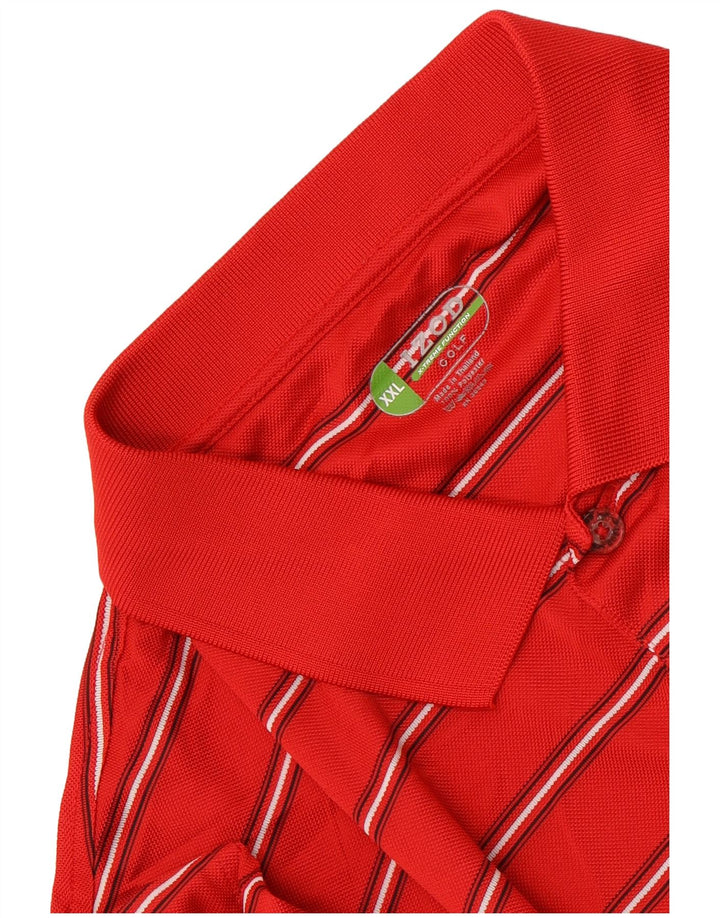Izod Polo de golf para hombre 2XL Poliéster a rayas rojas