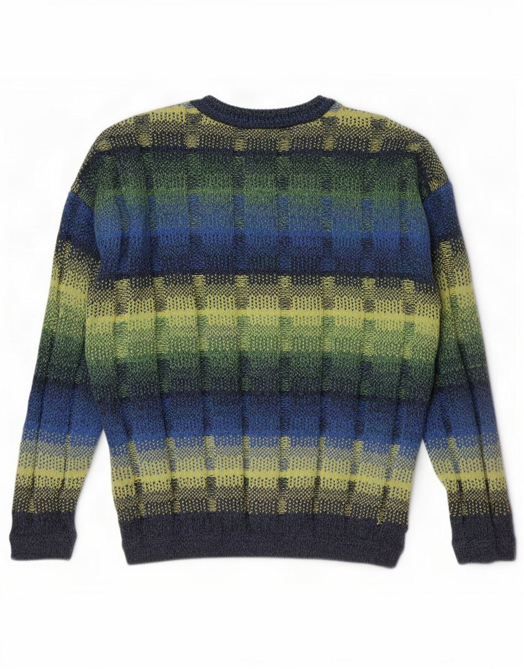 Vintage hombres cuello redondo jersey suéter IT 52 grande multicolor geométrico