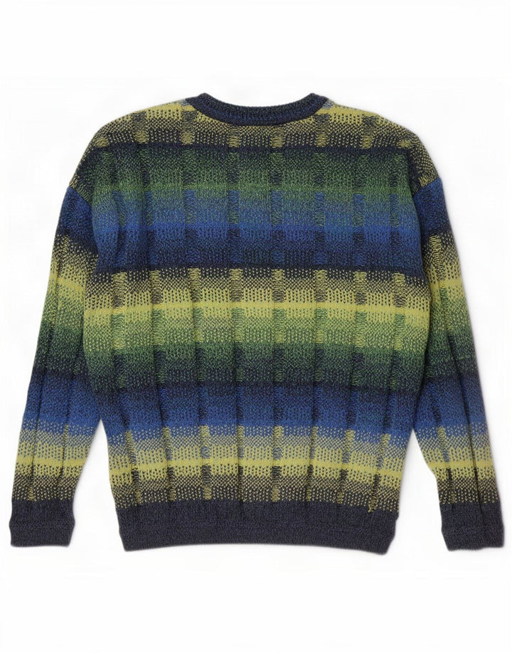 Vintage hombres cuello redondo jersey suéter IT 52 grande multicolor geométrico