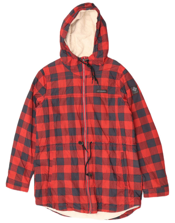 Columbia Abrigo cortavientos con capucha y ajuste regular para mujer UK 46 Large Red Check