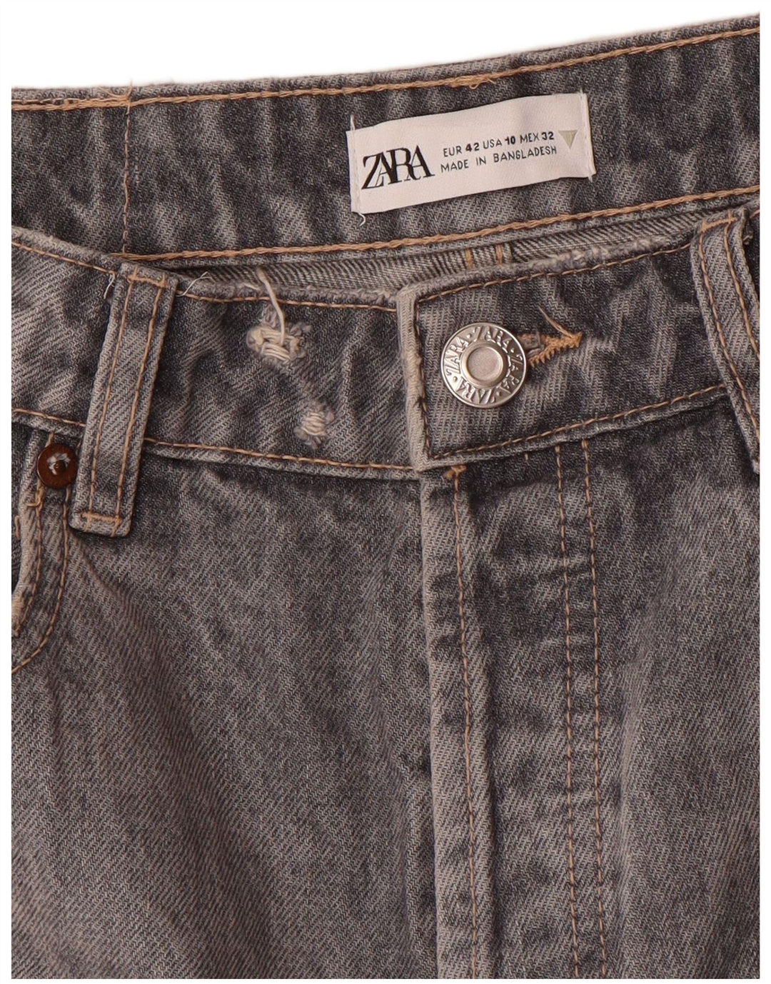 Zara Jeans rectos para mujer EU 42 Large W32 L27 Gris