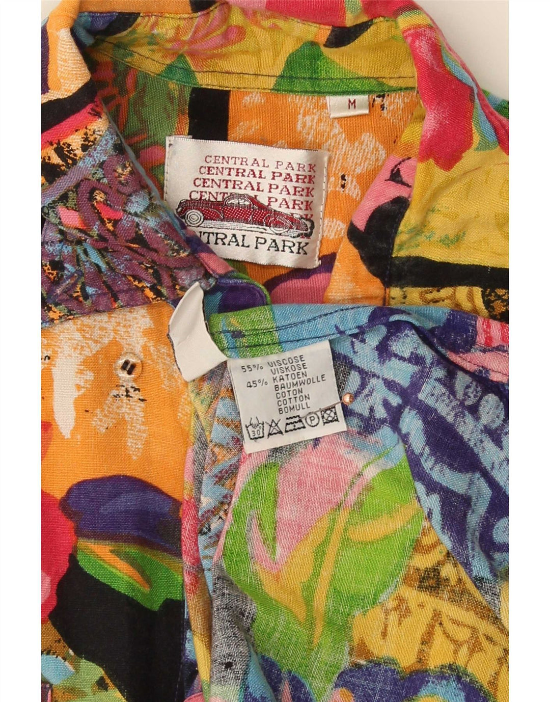 Central Park Camisa hawaiana de manga corta para hombre, talla mediana, multicolor floral