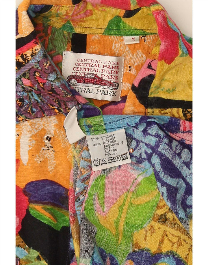 Central Park Camisa hawaiana de manga corta para hombre, talla mediana, multicolor floral